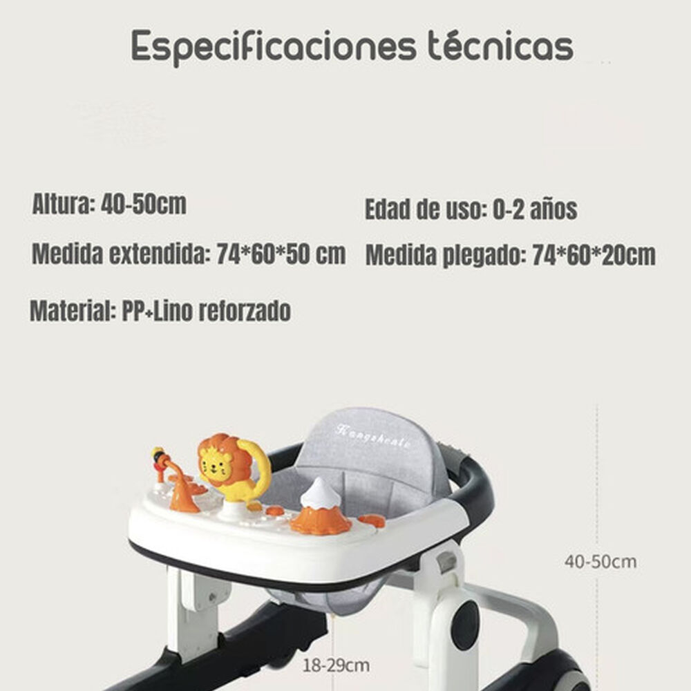 Andador Con Apoya Pies Y M&aacute;s Accesorios Negro Lubabycas image number 7.0