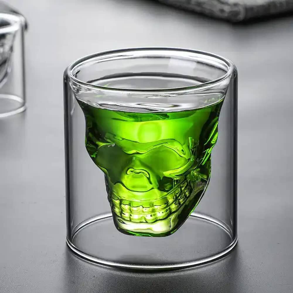 Pack De 4 Vasos Para Whiskey Calavera Maya 75ml Doble Fondo image number 2.0