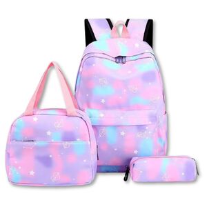 JUMP KIDS Pack Mochila Lonchera Estuche 43cm Juvenil Escolar Gradient Lilac