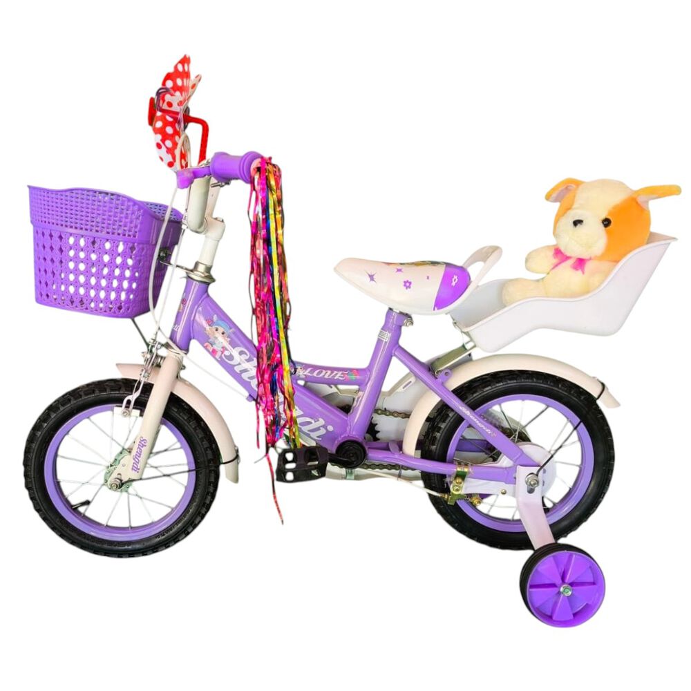 Bicicleta Aro 12 Infantil Con Peluchero Lila Shengdi image number 3.0