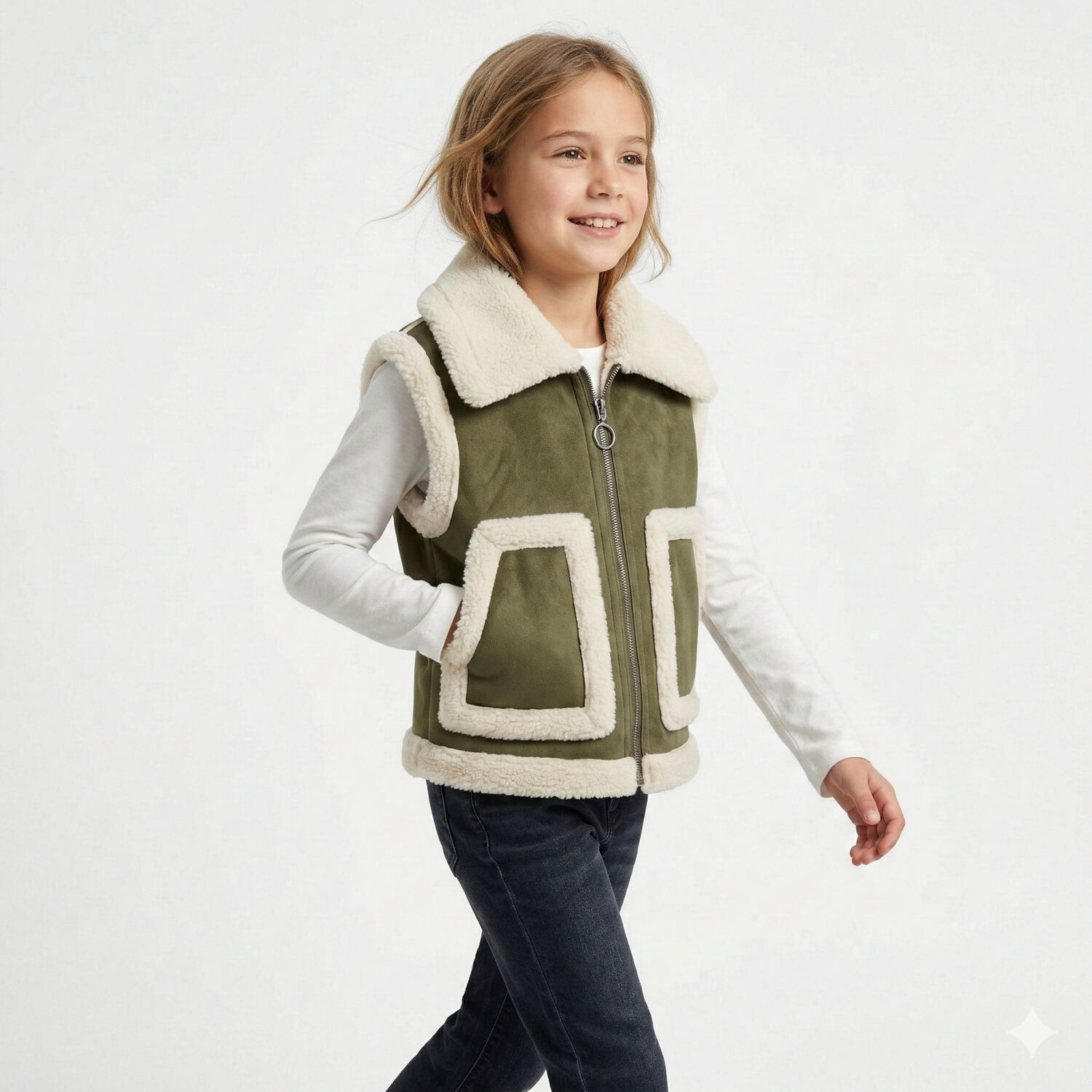 Chaleco Borrego Unisex Sin Mangas Invierno Estilo Europeo image number 2.0