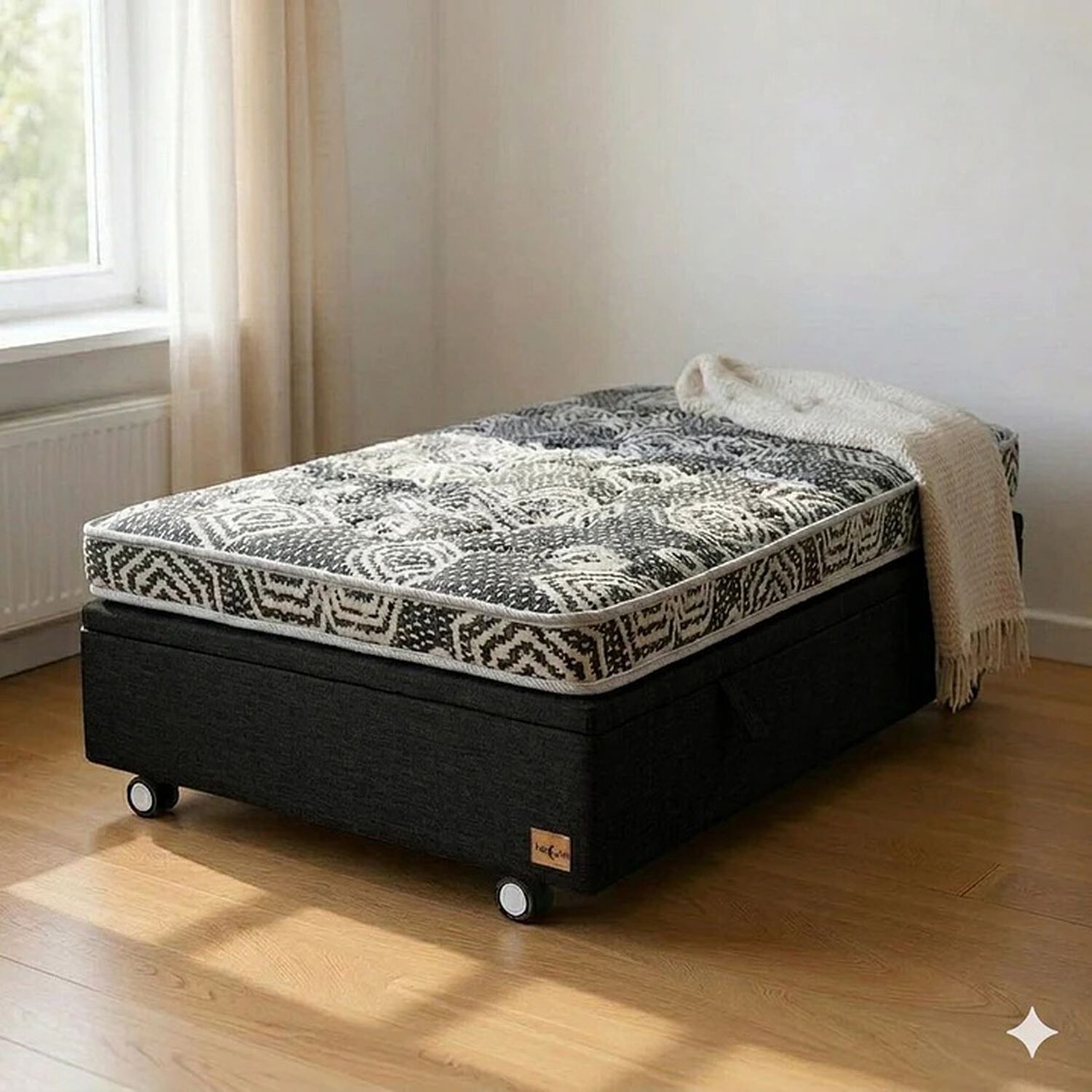 Cama Baul 1..5 Plaza L90 Cm+ Colchon Modelo Ideal / Con Ruedas Deluxe (negro) image number 0.0