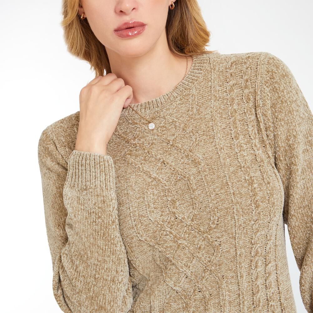 Sweater Chenille Liso Cuello Redondo Mujer Geeps image number 4.0