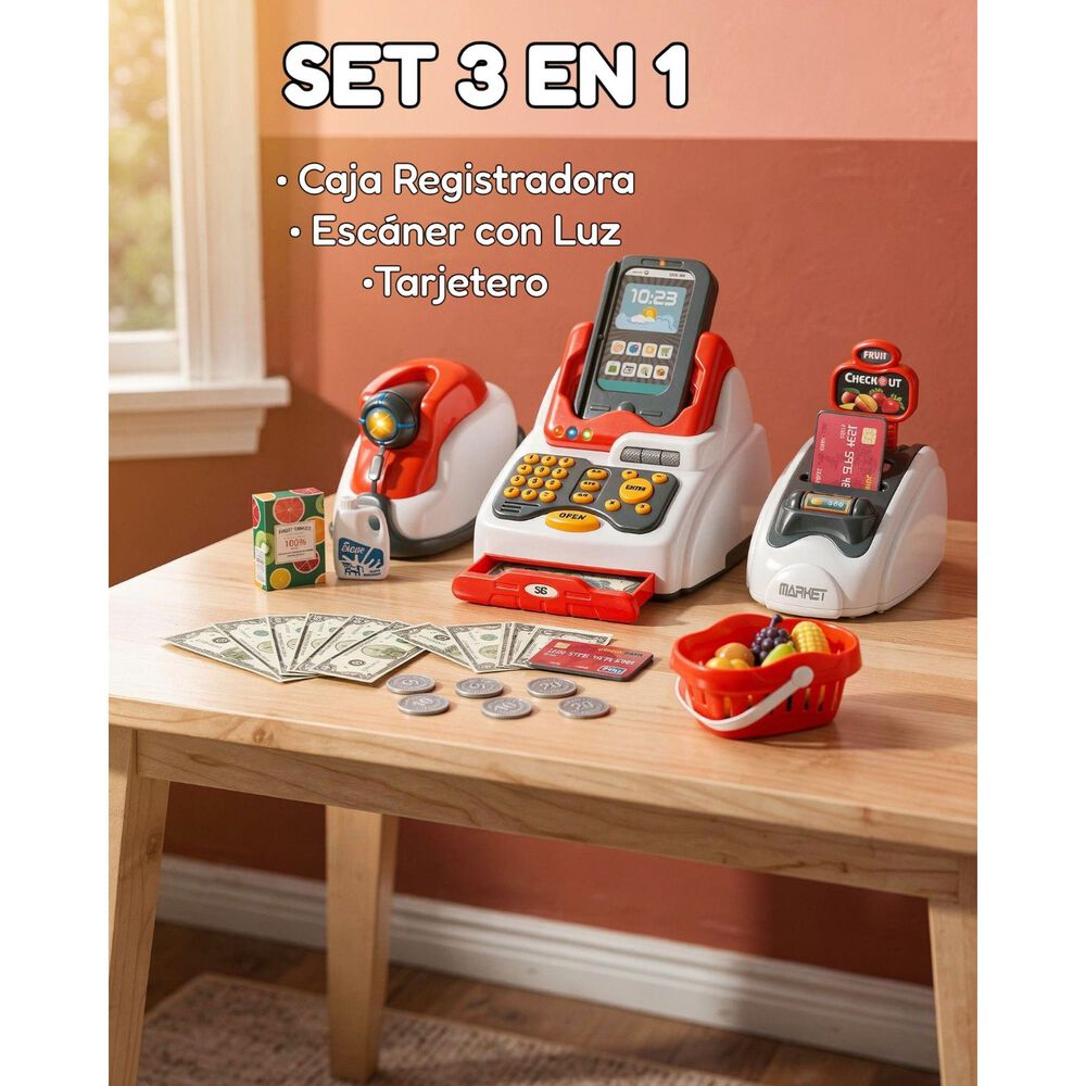 Juguete Infantil De Caja Registradora Para Ni&ntilde;os 3 En 1 image number 3.0