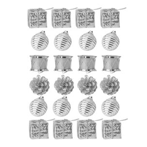 Set 24 Adornos Navideños Decoración Bambalinas 4cm Plateado