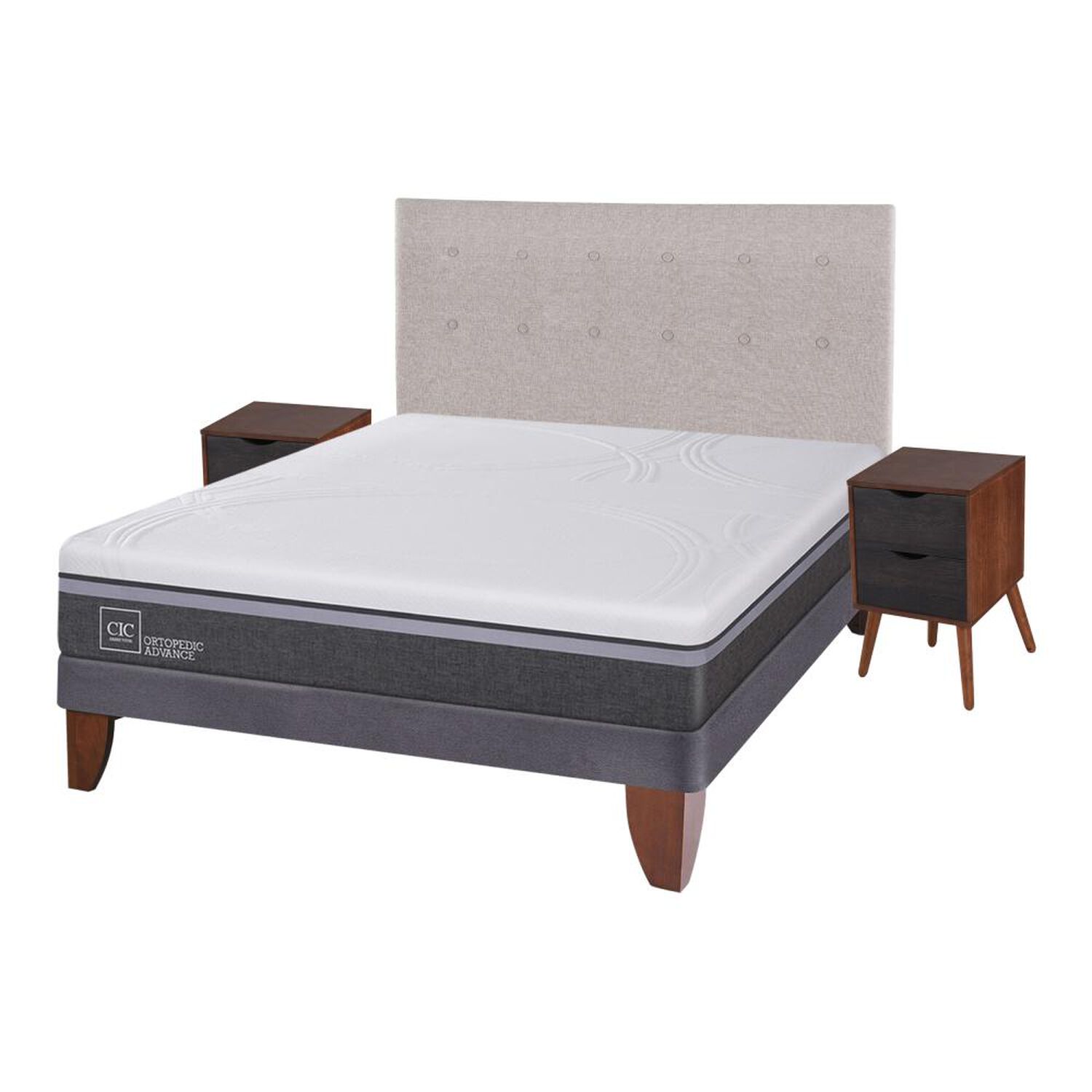 Cama Europea Cic Ortopedic Advance / 2 Plazas / Base Normal  + Set De Maderas image number 1.0