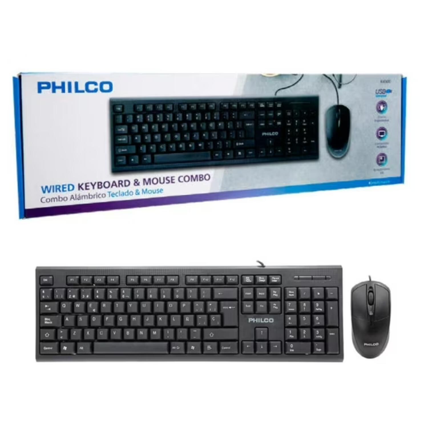 Kit Teclado 104 Teclas Y Mouse 1200dpi 3 Botones Negro Philco image number 3.0