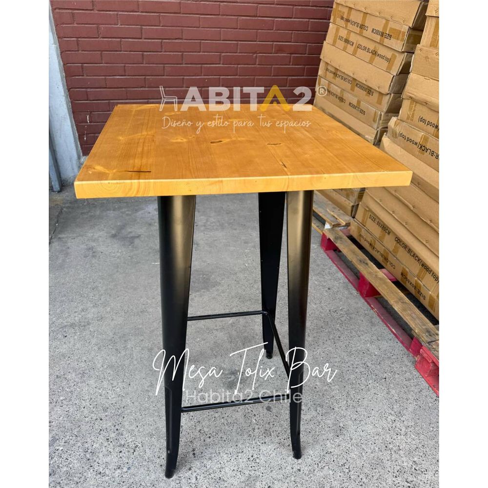 Mesa Bar Tolix Wood 60x60cm image number 2.0