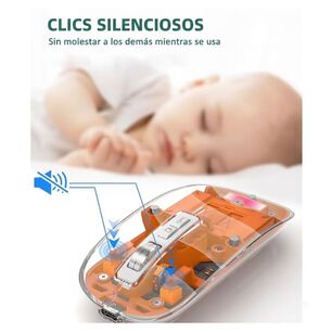 Mouse Inal&aacute;mbrico Transparente Recargable Bluetooth