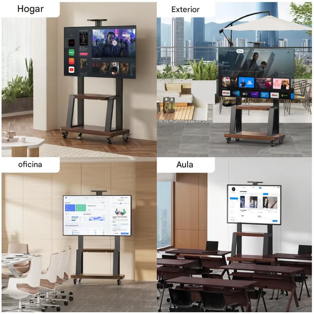 Soporte De Tv Móvil Con Ruedas 32"-75" Y Estantes Ajustables image number 4.0