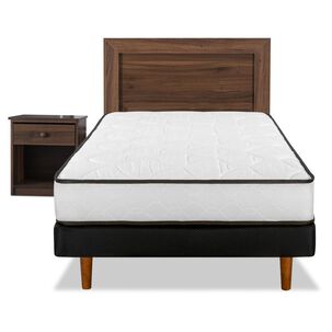 Cama Europea Flex New Simple / 1.5 Plazas / Base Normal + Set De Maderas