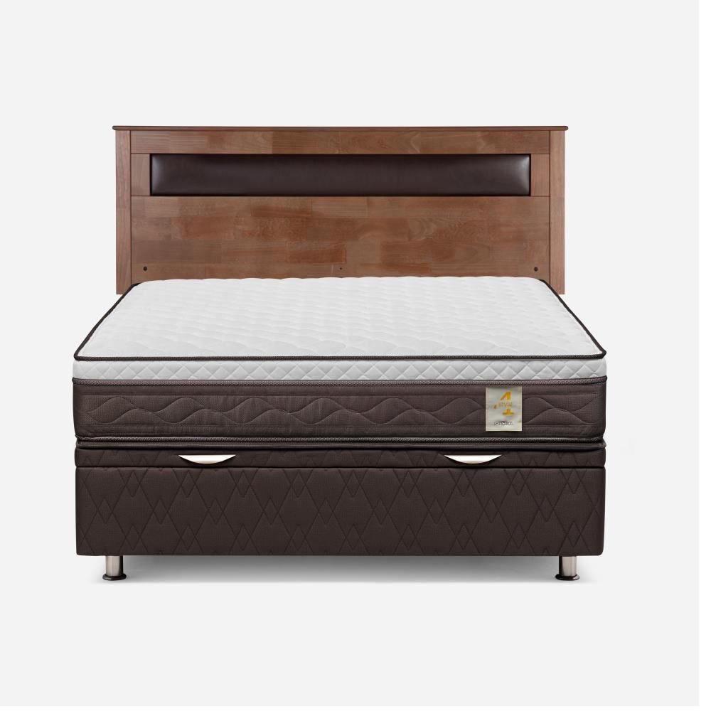 Cama Baúl Rosen New Style 4 / 2 Plazas / Base Normal + Respaldo Ferrara image number 0.0