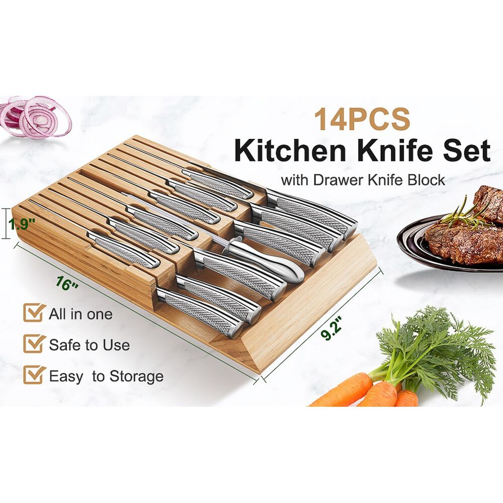 Cuchillos Cocina Acero Inoxidable 14 Piezas Profesional Plateado image number 3.0