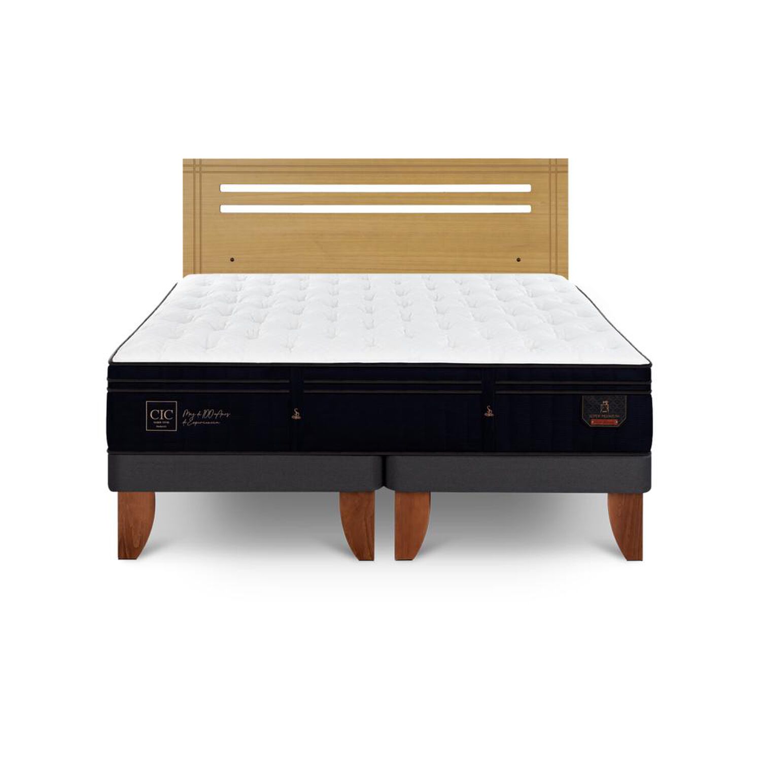 Cama Europea Cic Linea Premium / 2 Plazas / Base Dividida + Respaldo image number 0.0