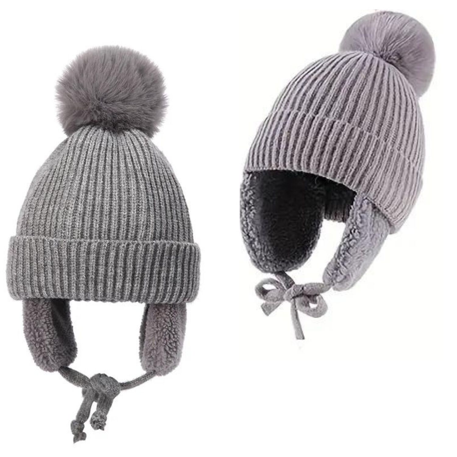 Gorro De Invierno Para Ni&ntilde;os Con Pomp&oacute;n Orejeras Felpa 45 Cm image number 5.0