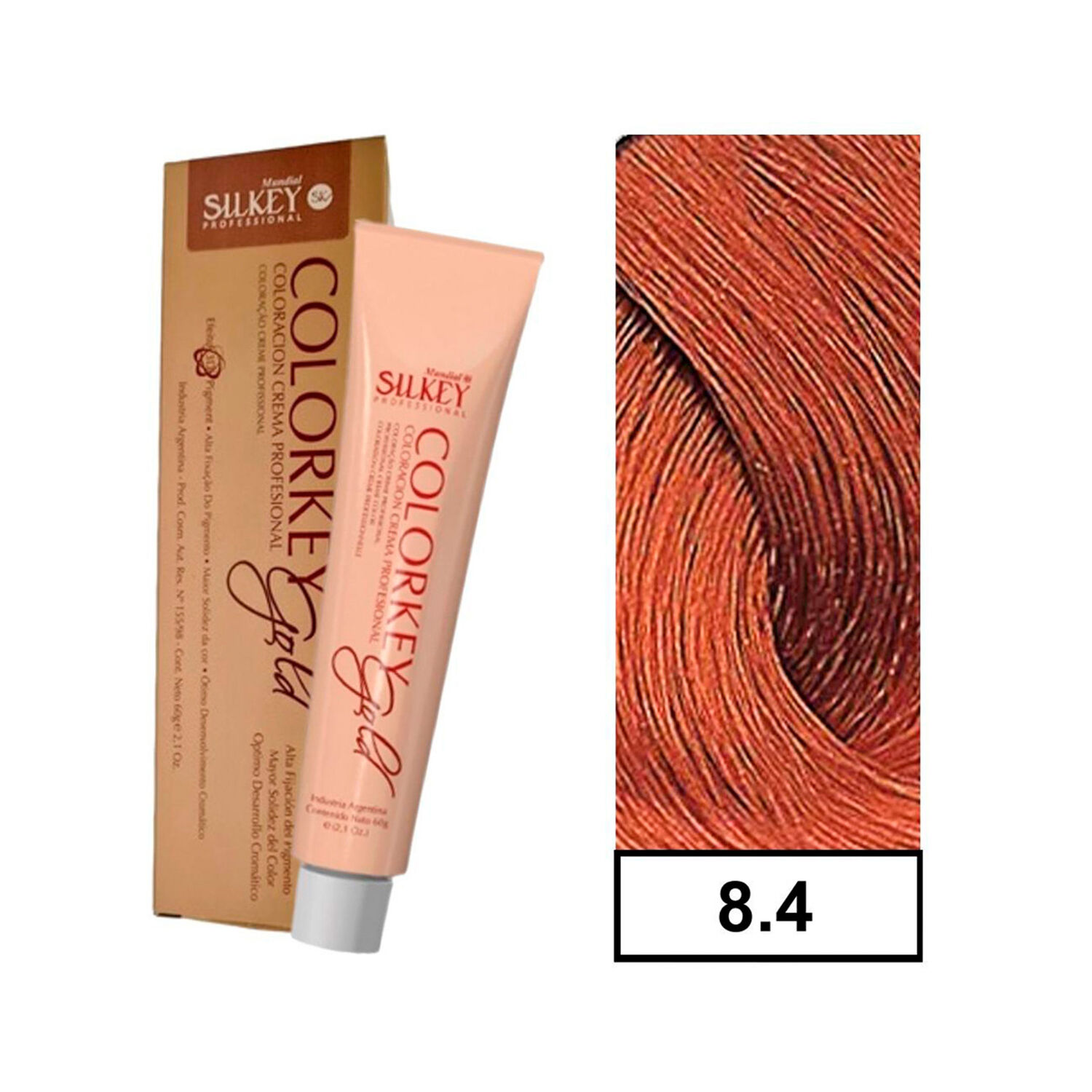 Colorkey Gold - Tintura Permanente Efecto 3d Pigment Silkey 60gr + Oxidante - 8.4 Rubio Claro Cobrizo image number 0.0