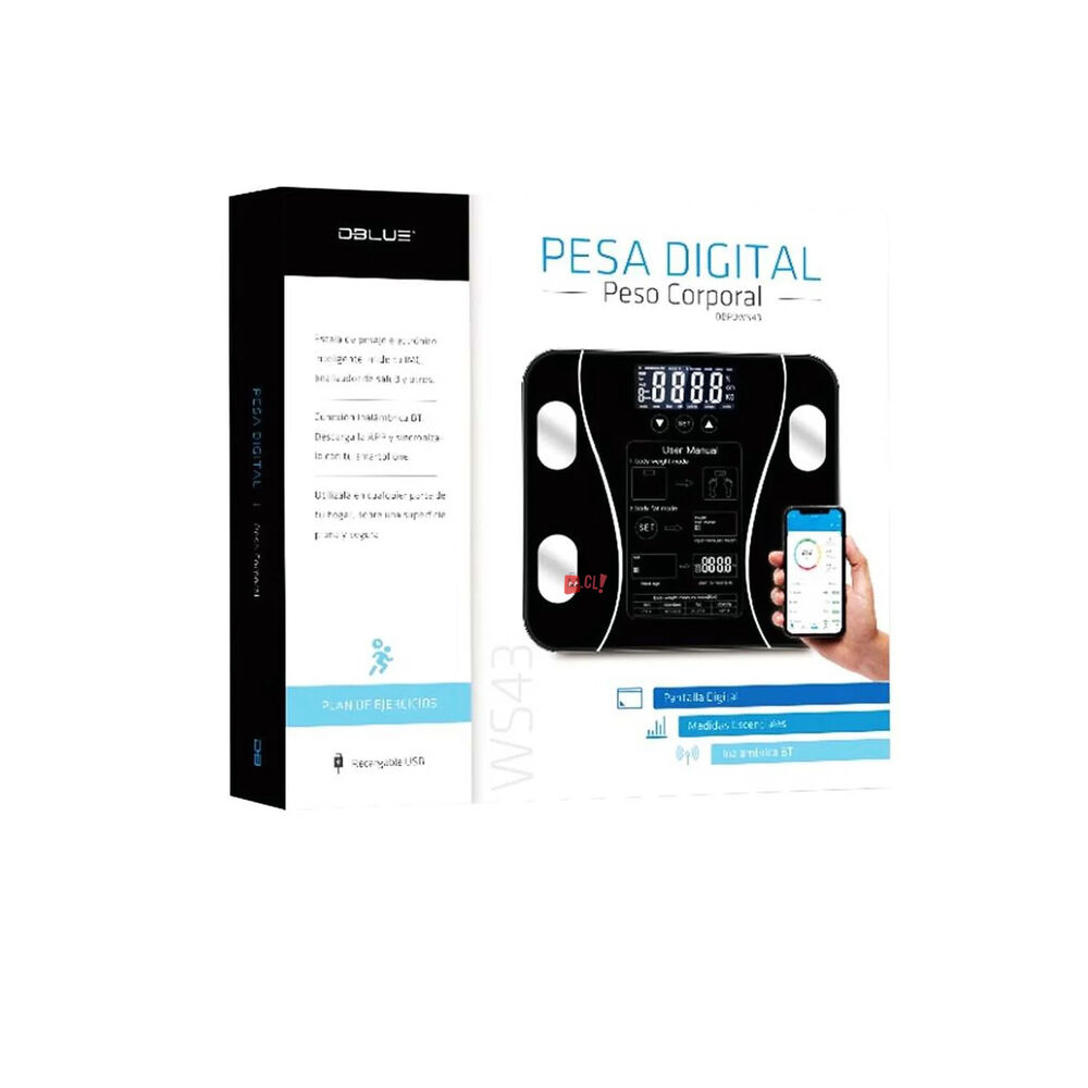 Pesa Digital Smart Con Bluetooth 180kg Con Medidor Imc - Ps image number 1.0