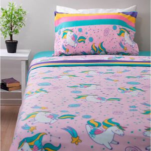 Sabana De Polar Estampada 1,5 Plazas Unicornio