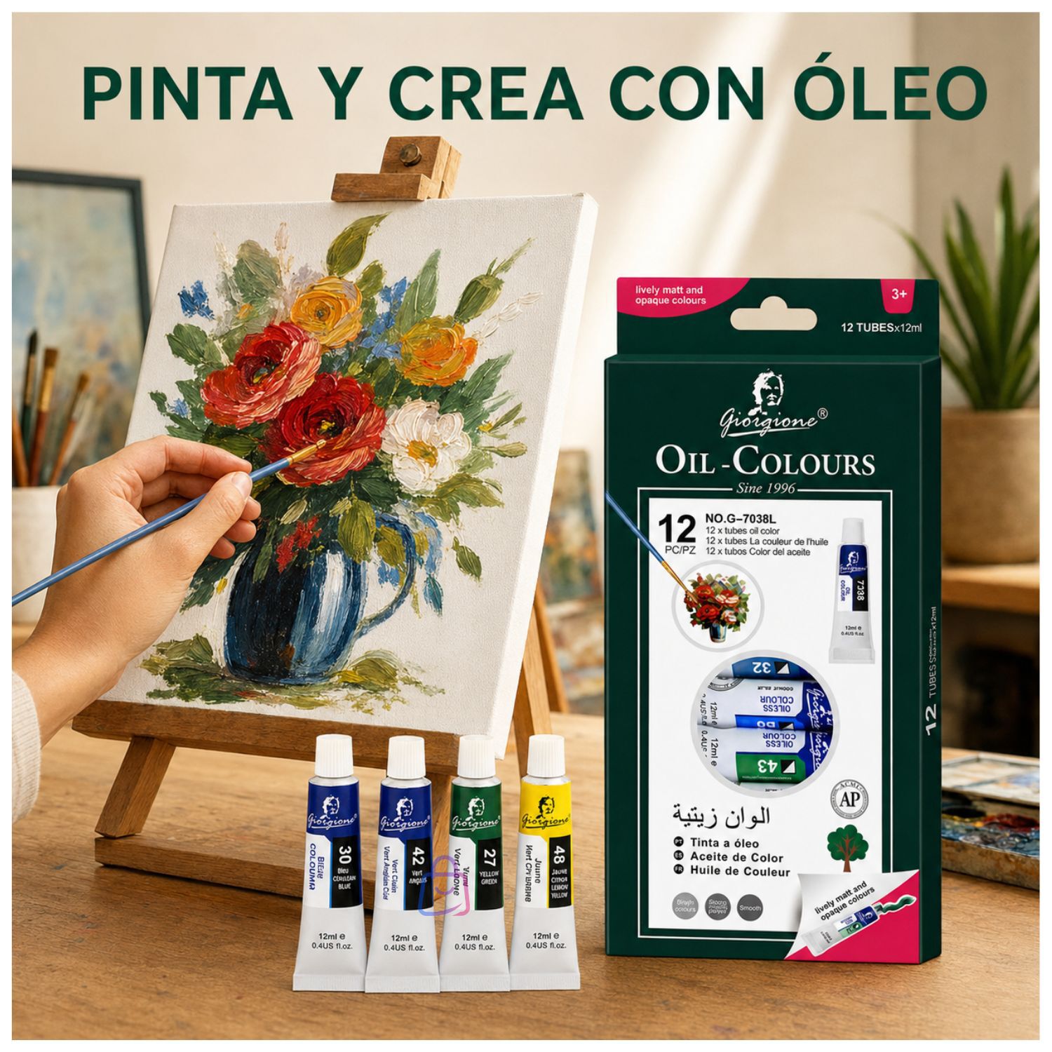 Pintura &Oacute;leo Set 12 Colores 12ml Para Lienzo - Ps image number 1.0