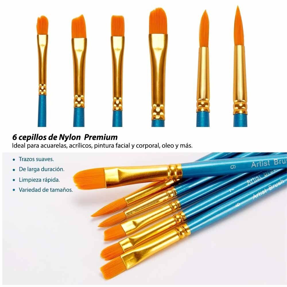 Set 24 Pinturas Acrílicas 12ml + 6 Pinceles image number 7.0