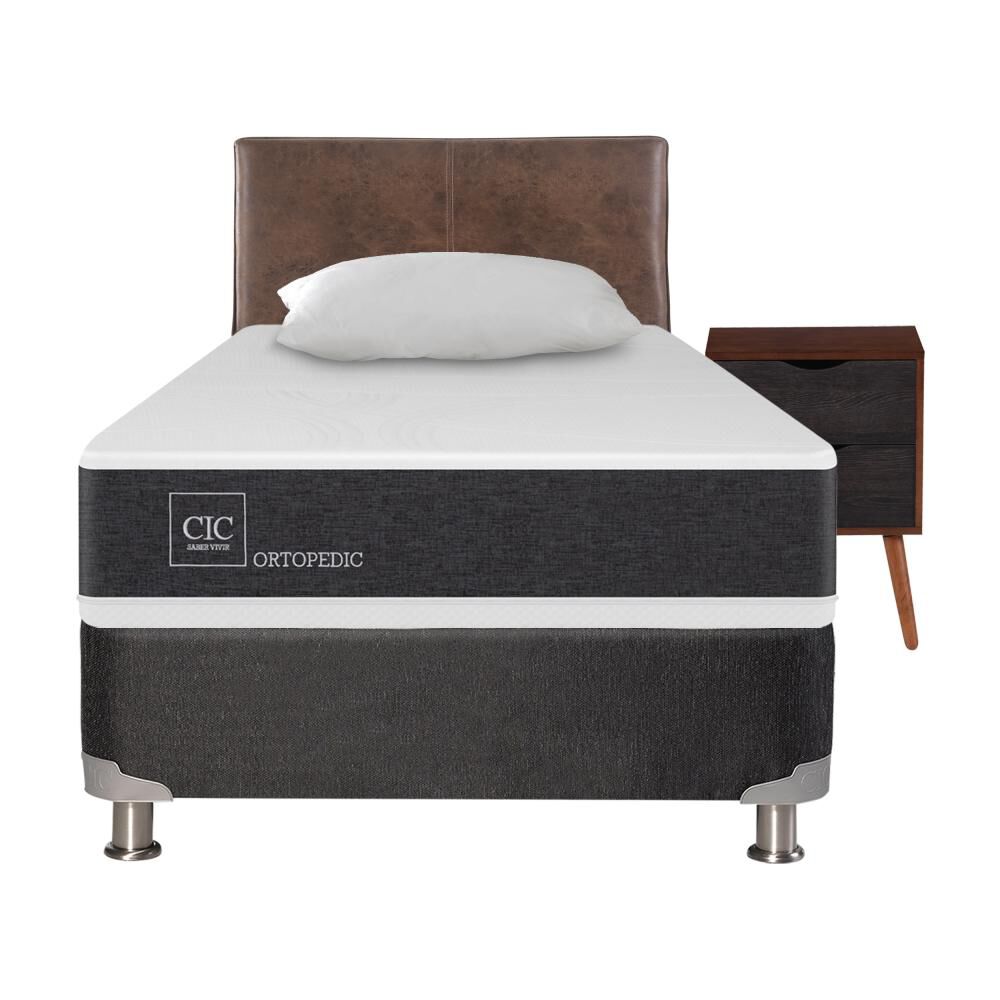 Box Spring Cic Ortopedic / 1.5 Plazas / Base Normal  + Set De Maderas + Almohada image number 0.0