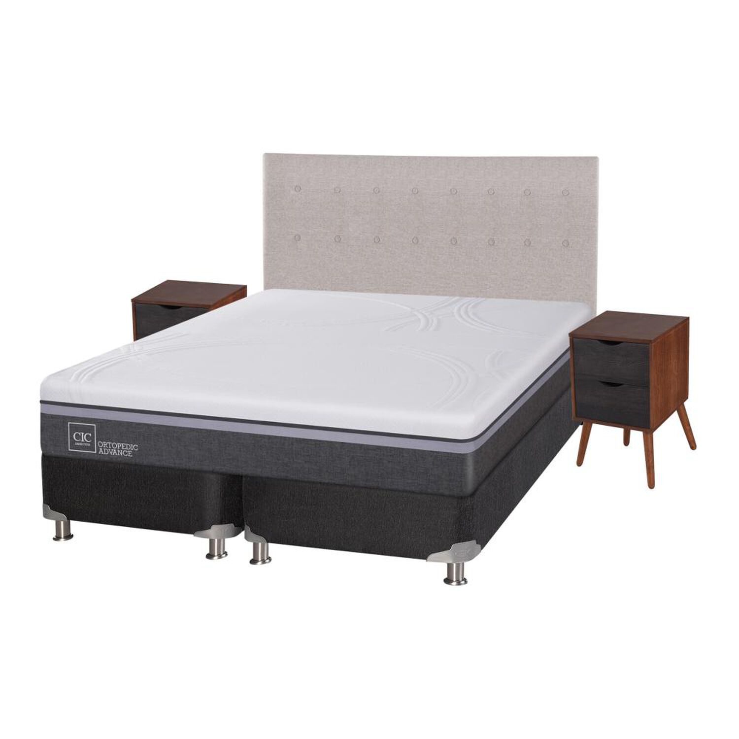 Box Spring Cic Ortopedic / King / Base Dividida  + Set De Maderas image number 1.0