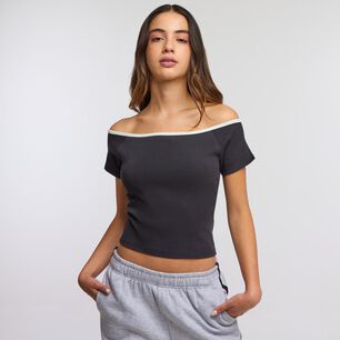 Polera Crop Manga Corta Con Hombros Descubiertos Cuello Redondo Mujer Freedom