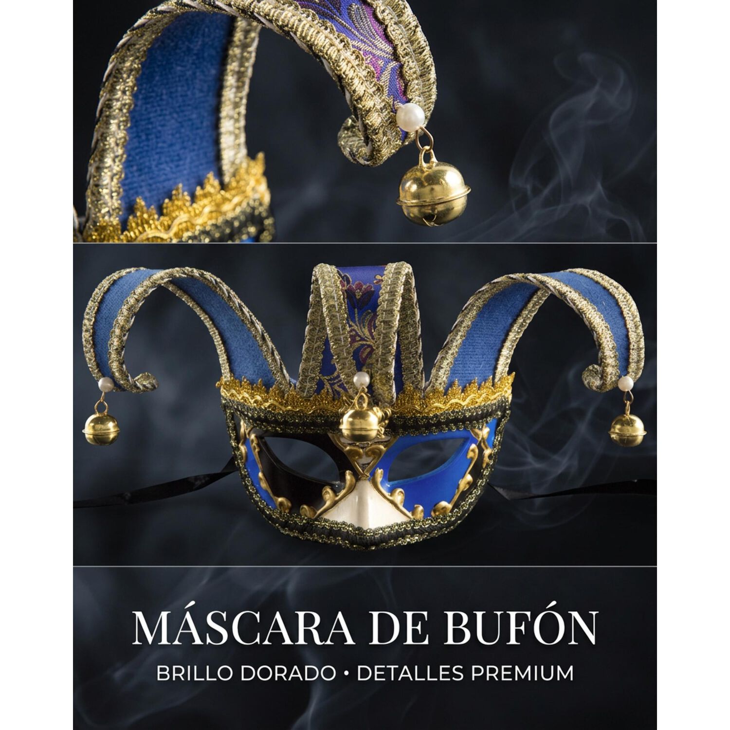 M&aacute;scara Buf&oacute;n Unisex Con Cascabeles Para Fiesta Veneciana image number 15.0