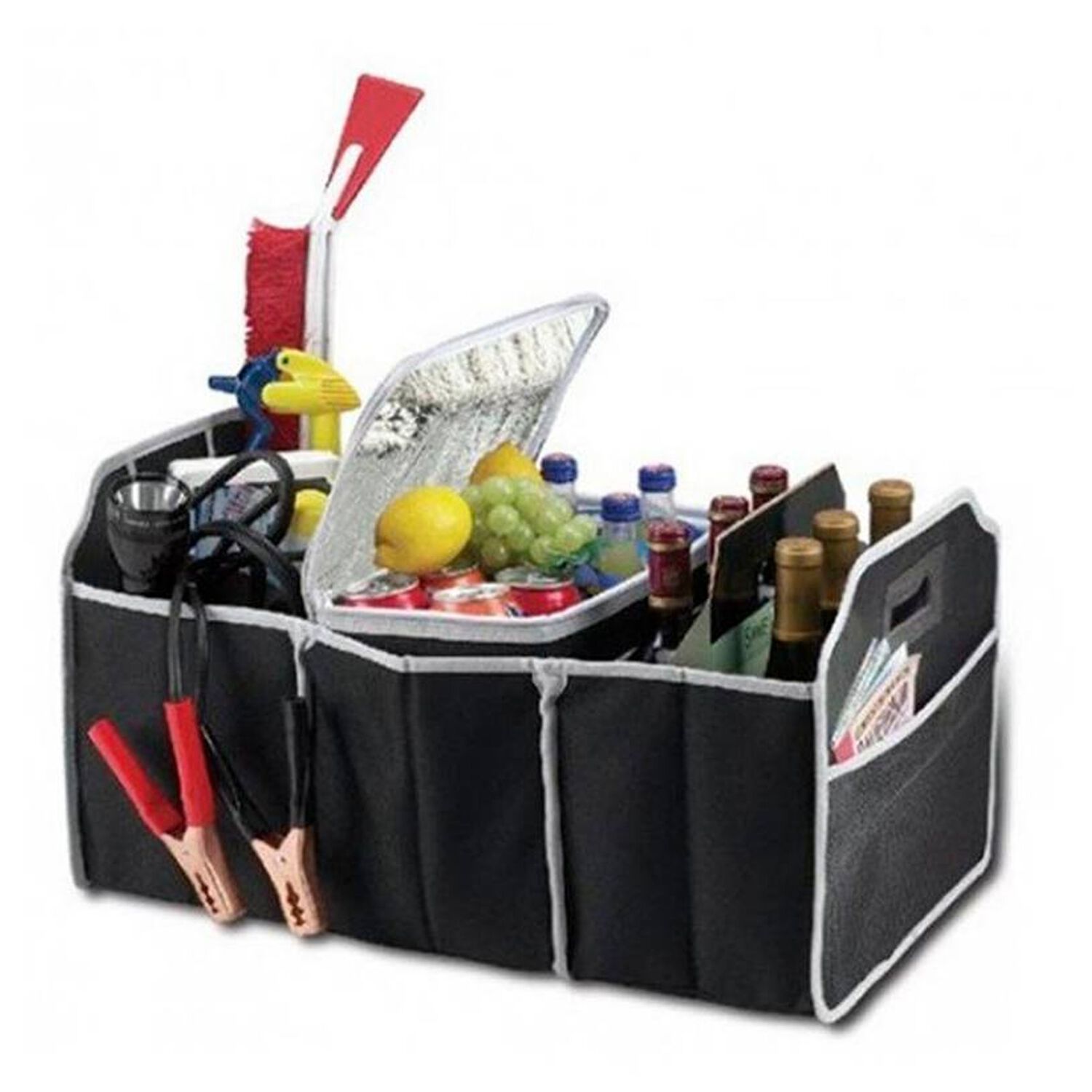 Bolso Organizador De Auto Desplegable Color Negro image number 1.0