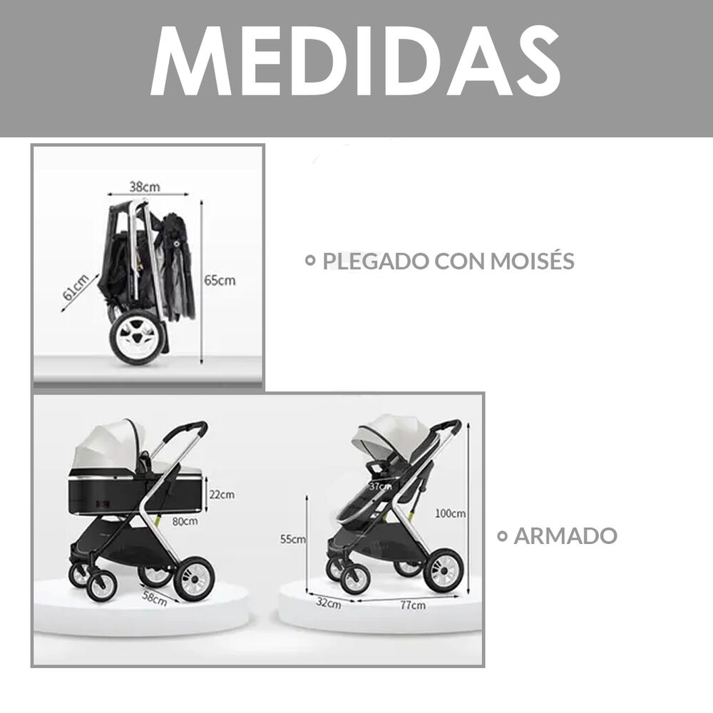 Coche Cuna 2 En 1 Multiposiciones Comfortable Negro Babymine image number 8.0