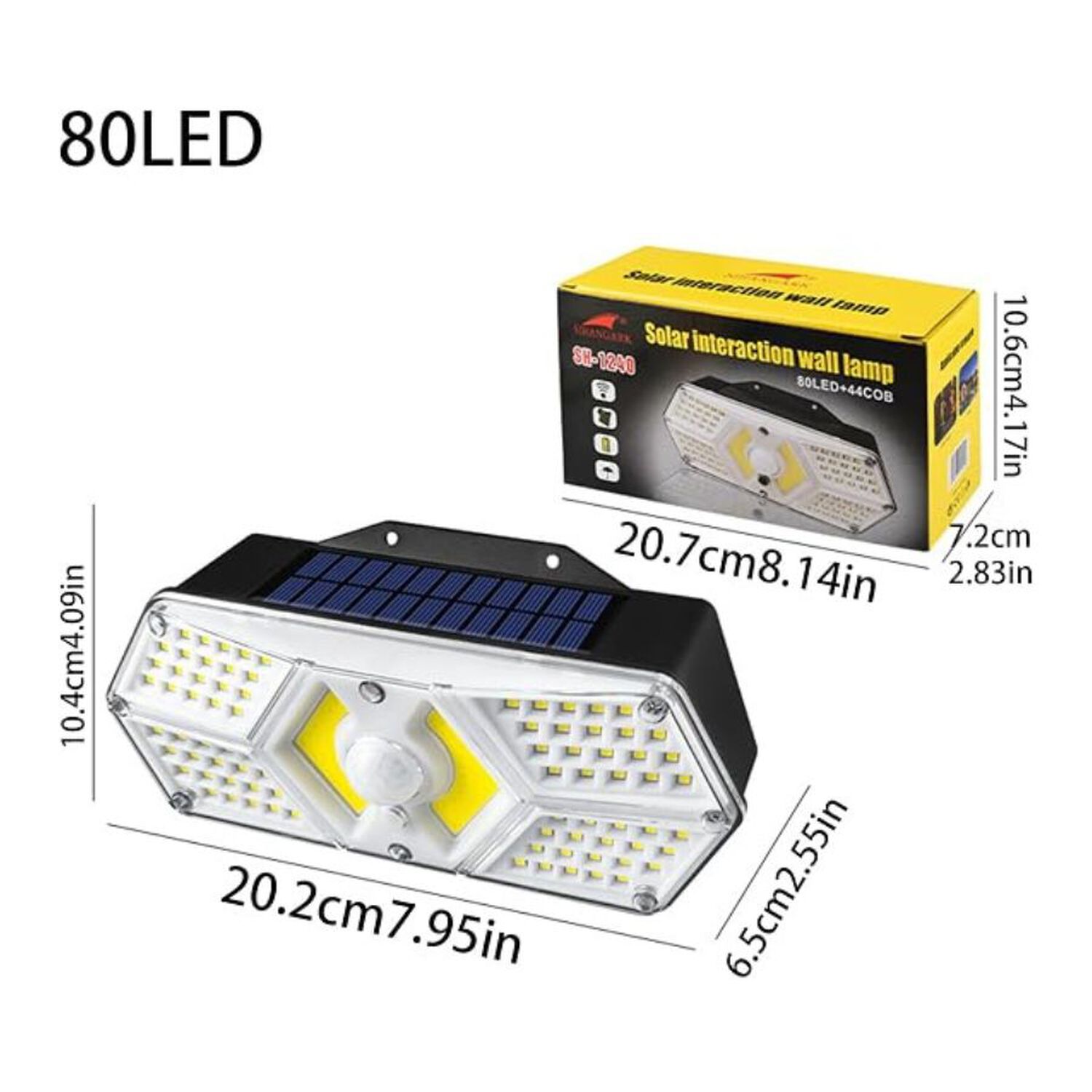 Foco Aplique Solar 124 Led Con Sensor De Movimiento Exterior Pared image number 4.0