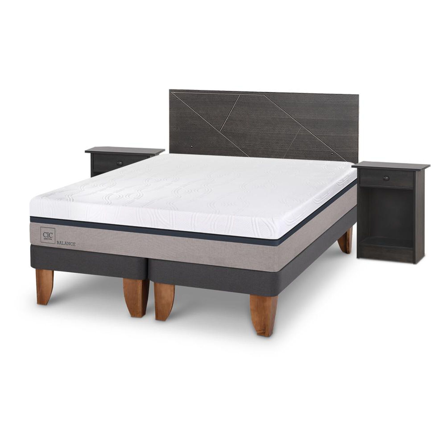 Cama Europea Cic Balance / King / Base Dividida + Set De Maderas image number 1.0