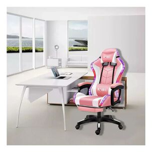 Silla De Escritorio Gamer Ergonómica Luz Led Rgb Y Masajeador