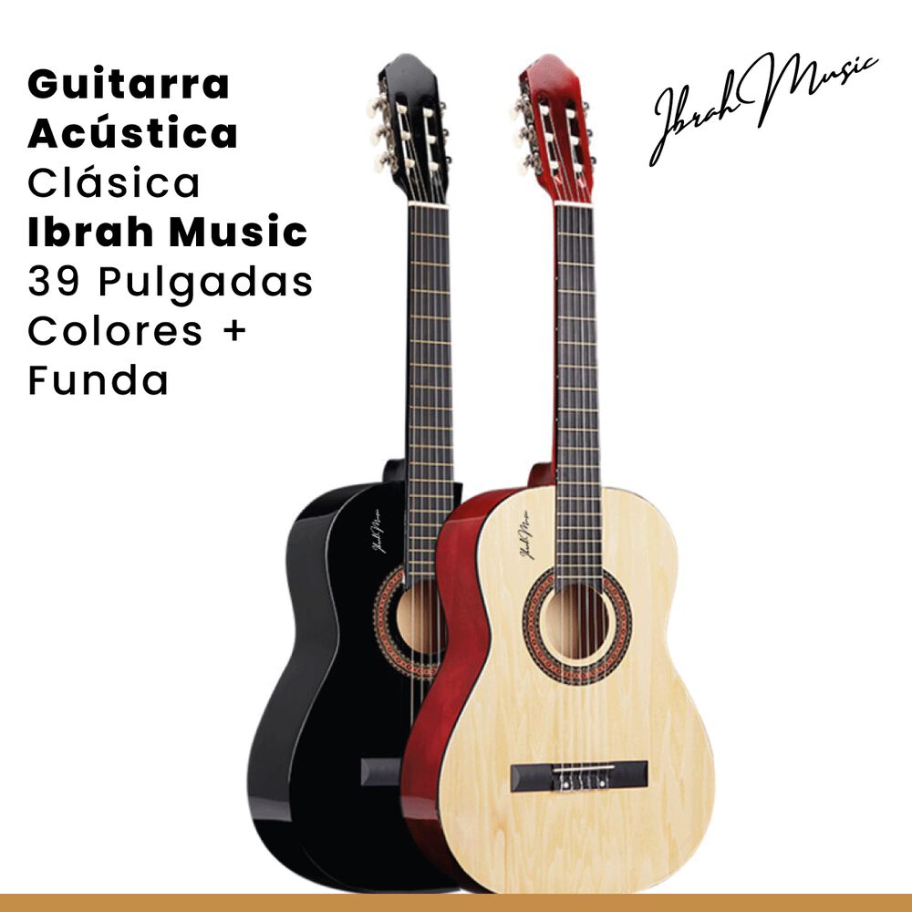 Guitarra Acústica Clásica Ibrah 39 Pulgadas Colores + Funda image number 3.0