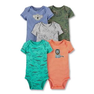 Pack 5 Body Beb&eacute; Ni&ntilde;o Tedmimak Manga Corta Verde Cocodrilo