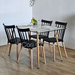 Comedor Vidrio Templado 120x80cms + 4 Sillas Windsor