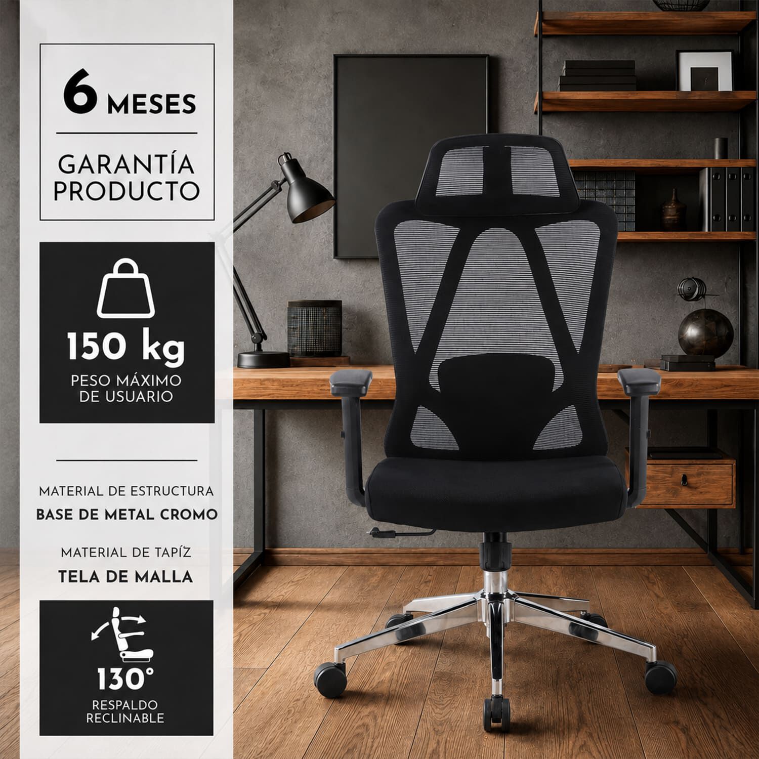 Silla Escritorio Ergon&oacute;mica Apoyo Lumbar Zyron Elite image number 2.0