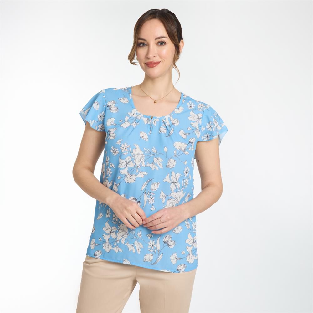 Blusa Full Print Sin Mangas Con Vuelos Cuello Redondo Mujer Lesage image number 0.0