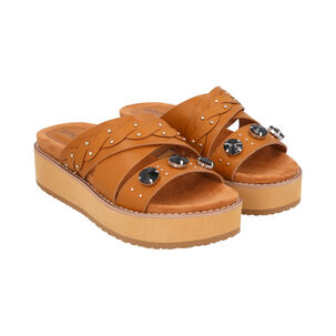 Sandalia Mujer Camel Plataforma Baltik Police