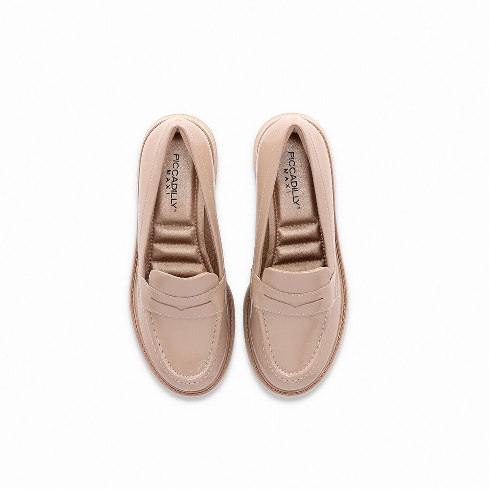 Mocas&iacute;n Mujer Beige/charol Gisa Piccadilly image number 2.0