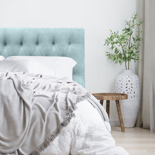 Respaldo De Cama Capitoné Premium Felpa Menta 2 Plazas