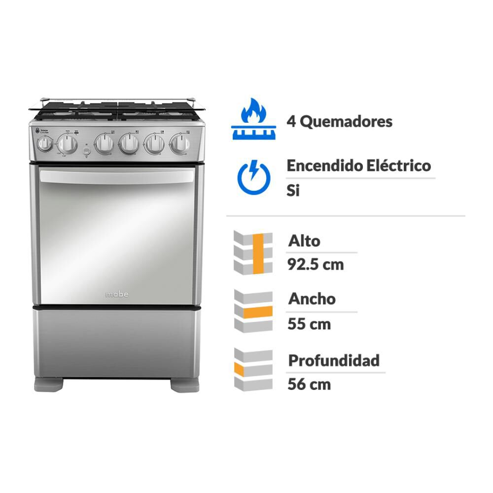 Cocina A Gas Mabe CMC5540FX1 / 4 Quemadores image number 1.0