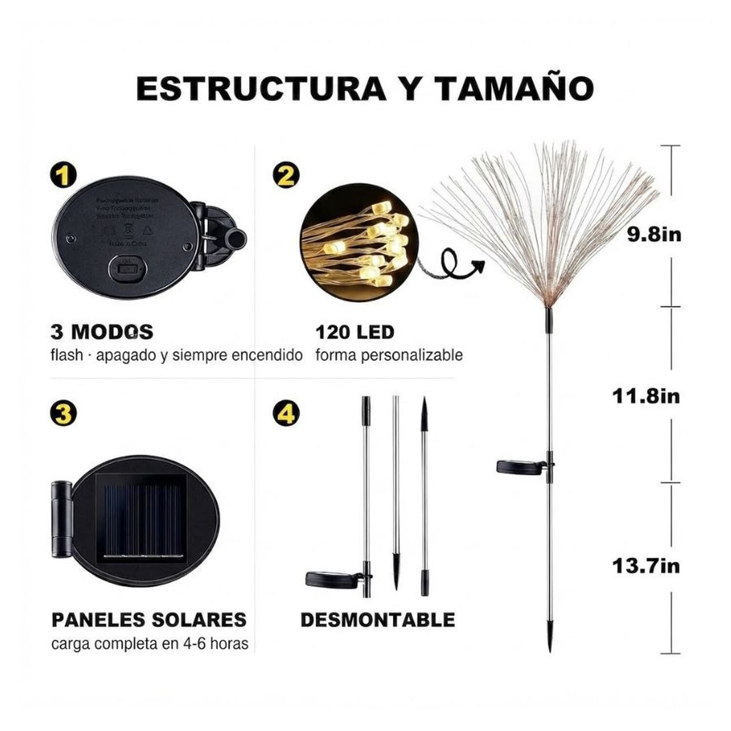 Pack 2 Luces Solares Led Exterior Fuego Artificial Jard&iacute;n image number 1.0