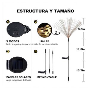 Pack 2 Luces Solares Led Exterior Fuego Artificial Jard&iacute;n
