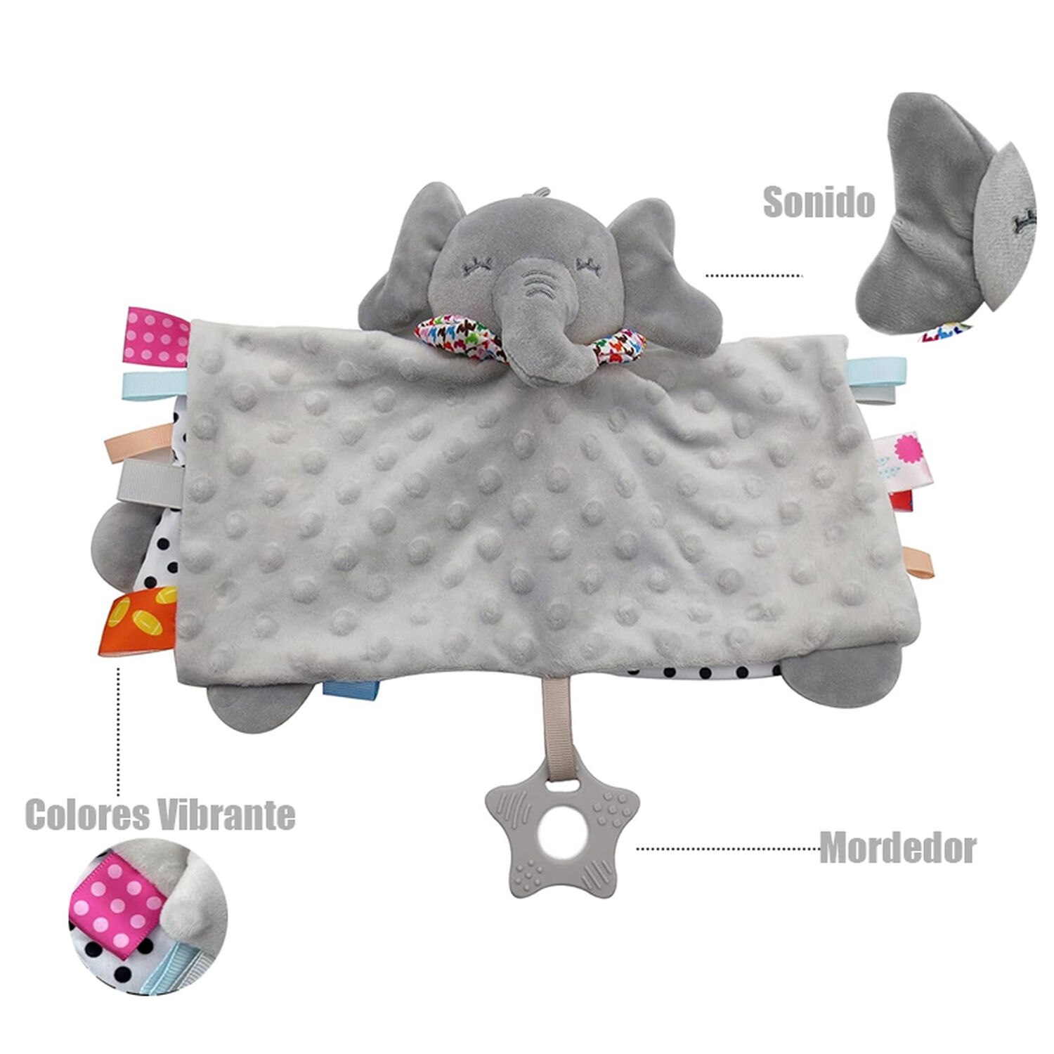 Manta Calmante De Apego Bebe Tuto Amigo Juguete Con Mordedor image number 2.0