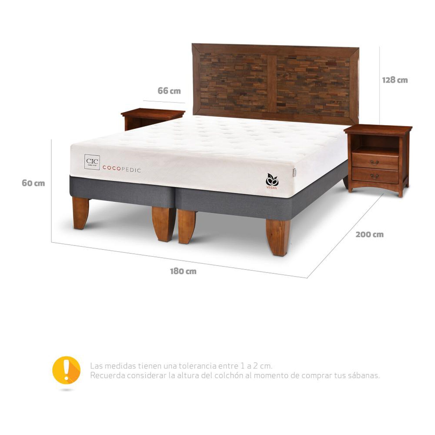 Cama Europea Cic Cocopedic / King / Base Dividida + Set De Maderas image number 4.0