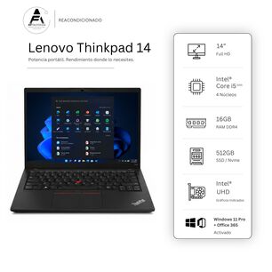 Notebook Lenovo E14 I5 10th 16gb 512gb - Win11 Office - Reacondicionado Profesional