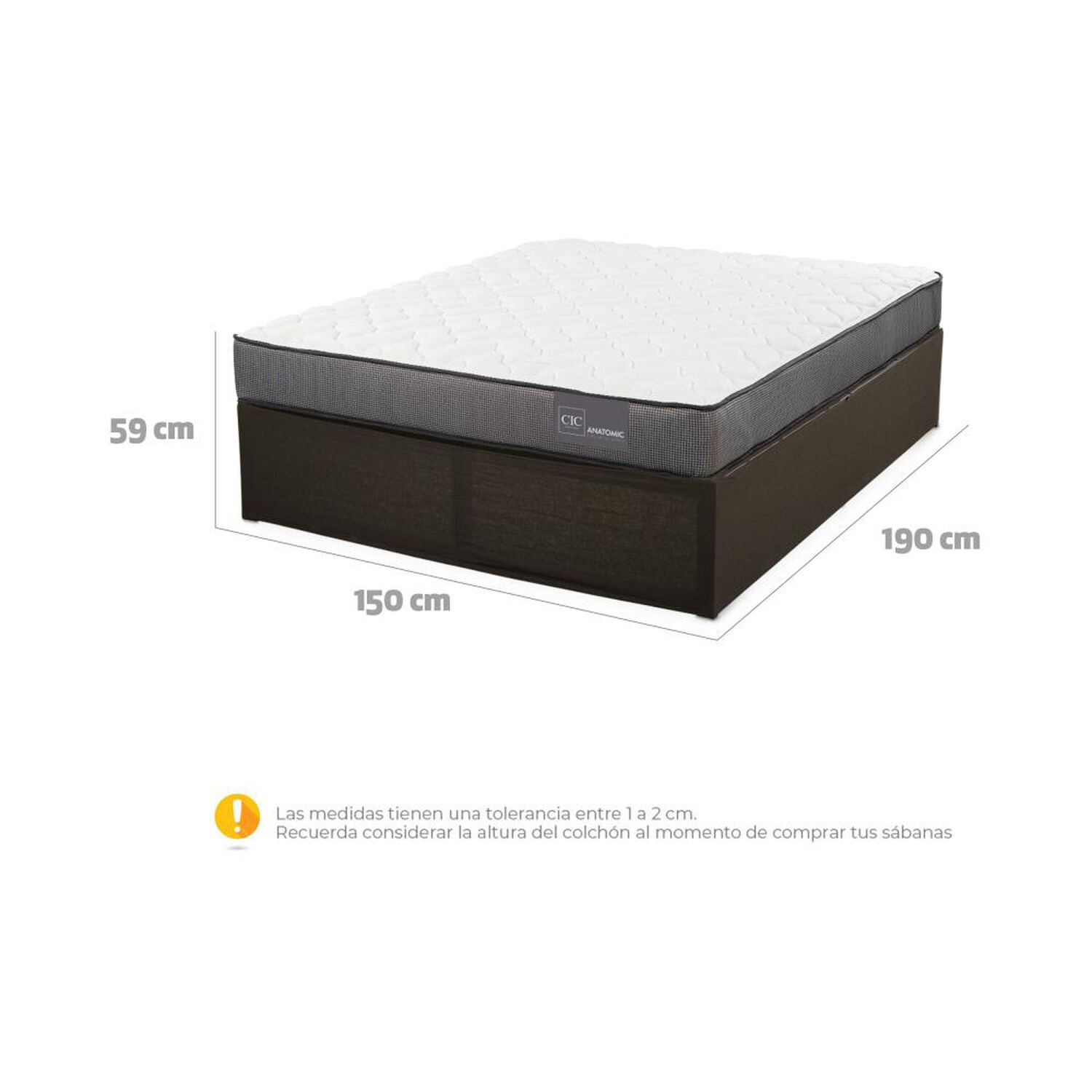Cama Met&aacute;lica Cic Iron Smart Anatomic / 2 Plazas / Base Normal image number 3.0