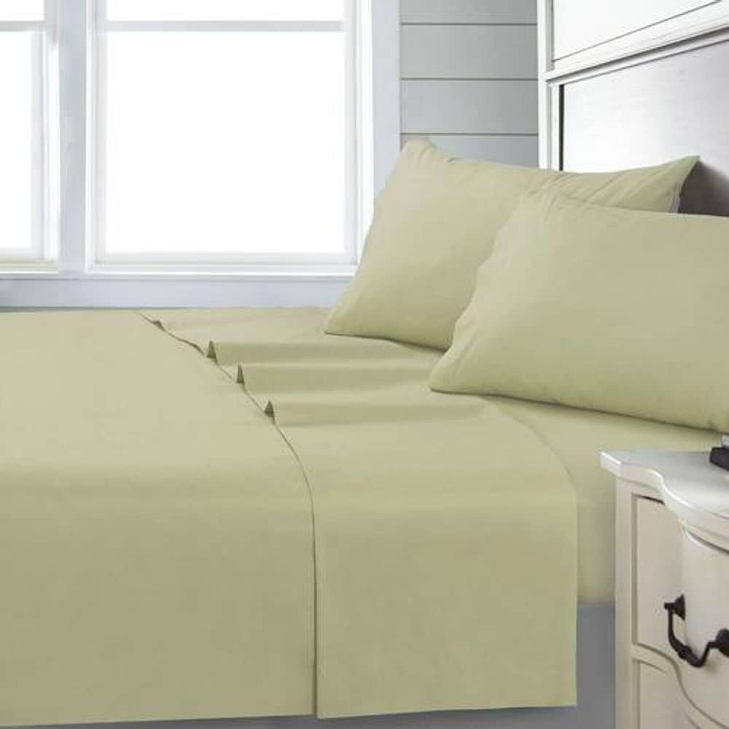 Sabana Andes 144 Hilos Lisa Verde 2 Plazas image number 0.0
