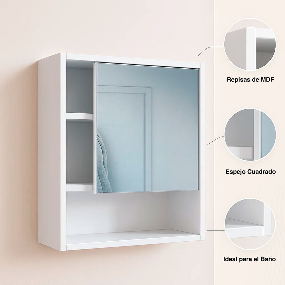 Estante Repisa De Ba&ntilde;o Con Espejo 40x15x50 image number 4.0